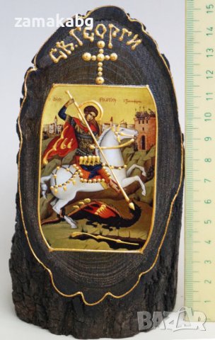 Ръчно изработена репродукция на икона върху естествено дърво - Св. Георги, снимка 3 - Икони - 36642460
