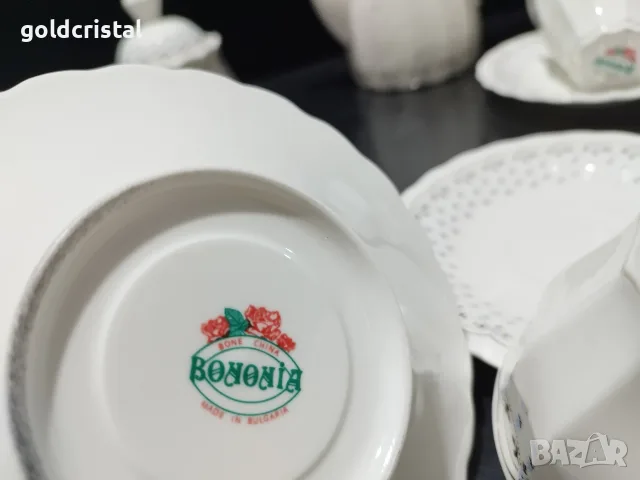 Стар български костен порцелан Бонония Нона лукс сервиз за чай , снимка 9 - Антикварни и старинни предмети - 25320136