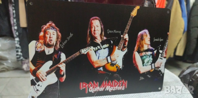 Iron Maiden Guitar Masters-уникална метална табела(плакет), снимка 2 - Китари - 54084998