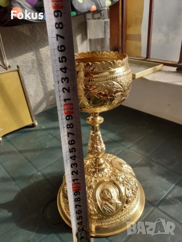 Бокал потир религиозна чаша позлата, снимка 6 - Антикварни и старинни предмети - 53286051