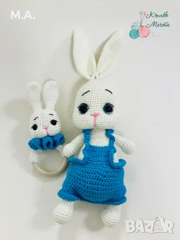Зайче - ръчно плетиво, снимка 2 - Плюшени играчки - 49782042