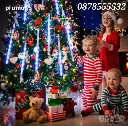 Лед Висулки Падащ Сняг 8Бр.х48см. 3м. Линия Лампички за Коледна Украса, снимка 4 - Други - 47874925