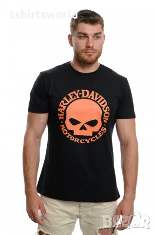 Нова мъжка тениска с дигитален печат HARLEY DAVIDSON с гръб, Череп, снимка 5 - Тениски - 37670218