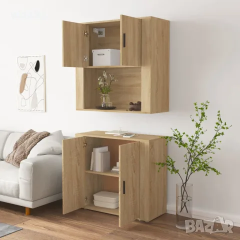 vidaXL Висок шкаф, сонома дъб, инженерно дърво, снимка 5 - Бюфети - 56146723