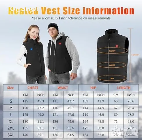 Ново електрическо поларено яке без ръкави Отопляема жилетка грейка за тяло, снимка 7 - Якета - 49202899