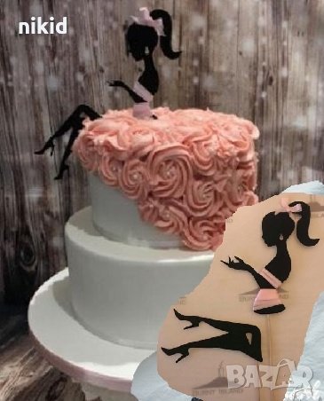 Лейди Силует Дама Момиче 2 части картонен топер на клечки украса декорация за торта Парти, снимка 3 - Други - 22498929