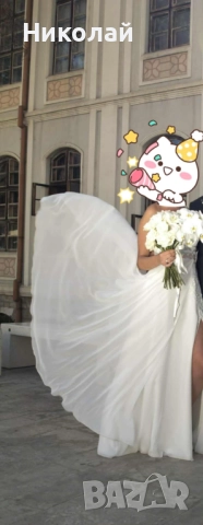 Дизайнерска бяла копринена рокля по поръчка