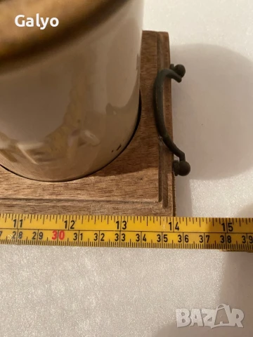 Керамични съдове за кафе, чай и захар, Дървен капак и дървена опора, снимка 4 - Аксесоари за кухня - 50528219