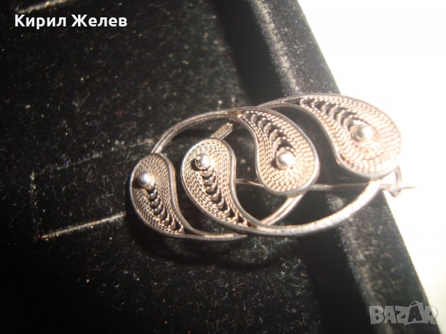 СРЕБЪРНА РЕТРО АРТ-ДЕКО ФИЛИГРАННА БРОШКА с ГРАНУЛАЦИЯ 18638, снимка 8 - Антикварни и старинни предмети - 31196208