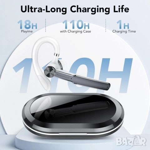 НОВА Bluetooth 5.3 Слушалка за шофиране (хендсфри) - Q19, 110 часа, двойна връзка, водоустойчива, снимка 6 - Слушалки, hands-free - 52914767