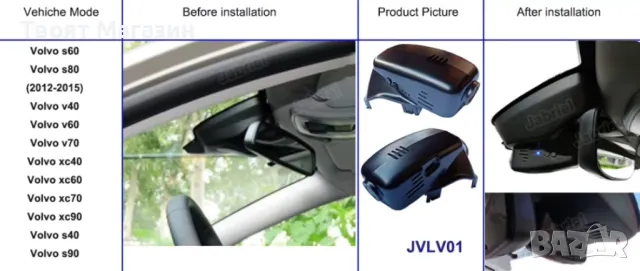 АВТОМОБИЛЕН DVR WIFI ВИДЕОРЕГИСТРАТОР ЗА VOLVO S60 2012 2013 /S60L 2014 2015 /S80L 2015 /V60 2012, снимка 2 - Аксесоари и консумативи - 50152459