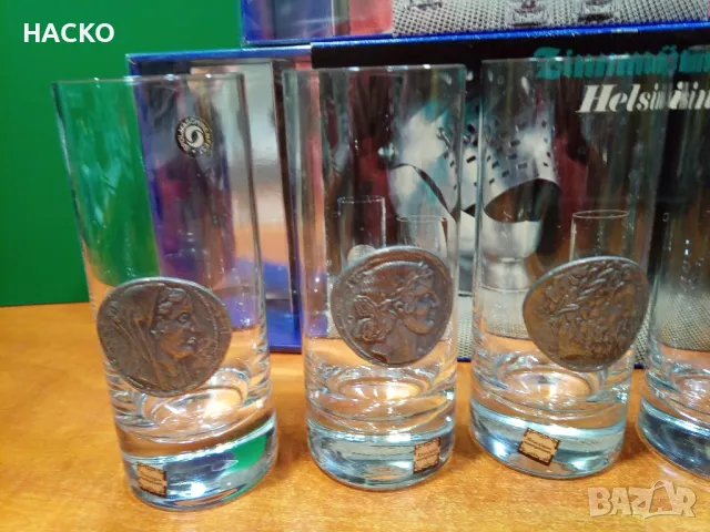 ПРОМО ЦЕНА 6 Броя Чаши с Оригинални Калаени Монети Хелзинки Произход Финландия, снимка 2 - Чаши - 47982612