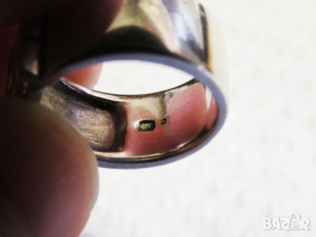 Стар марков мъжки сребърен пръстен с красиви желти сапфири сребро, снимка 6 - Пръстени - 29499201