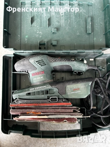 Виброшлайф Bosch PSS 250 AE + оригинален куфар и комплект шкурки Dexter, снимка 6 - Полирмашини - 56086322