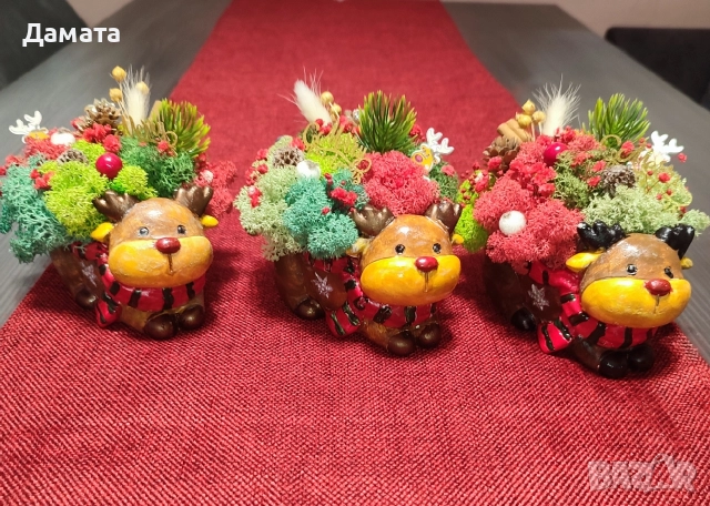 Коледни кашпи със скандинавски мъх , снимка 2 - Коледни подаръци - 52888394