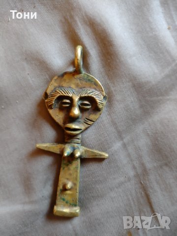 Амулет за късмет - Ashanti Akwaba - Медальон от бронз, снимка 4 - Антикварни и старинни предмети - 38438451