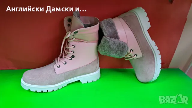 Английски дамски боти естествен велур,кожа,2 в 1, снимка 2 - Дамски боти - 48725810