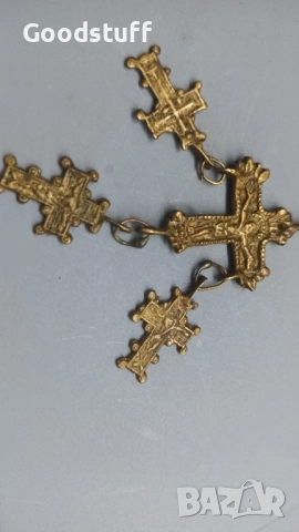 Бронзов възрожденски накит,кръст, Богородица, Исус, снимка 3 - Антикварни и старинни предмети - 52549102