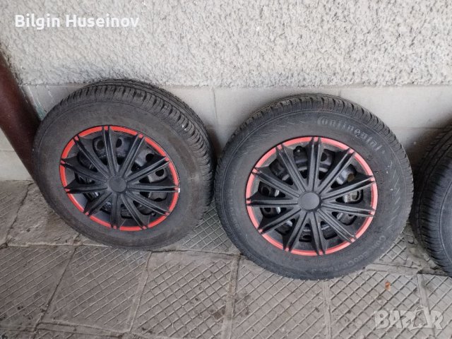 Гуми и джанти със тасове балансирани всичко е гот 185/70/14 CONTINENTAL PREMIUM Contact5 г Като нови, снимка 3 - Гуми и джанти - 39639194