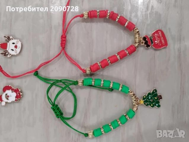 Коледни гривни ,ръчна изработка , снимка 4 - Гривни - 52059130