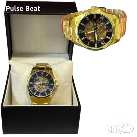 Луксозен и елегантен мъжки златист часовник LEIYI