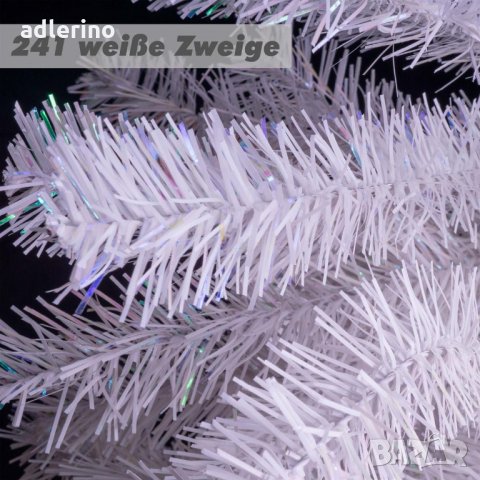 Изкуствено Коледно дърво, изкуствена елха, бял цвят, 120 см, с бляскав ефект, снимка 3 - Изкуствени цветя - 34402230