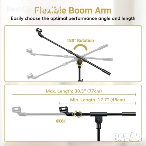 Стойка за микрофон TONOR с държач за таблет, статив за пода, регулируема височина и ъгъл, снимка 9 - Микрофони - 54184514
