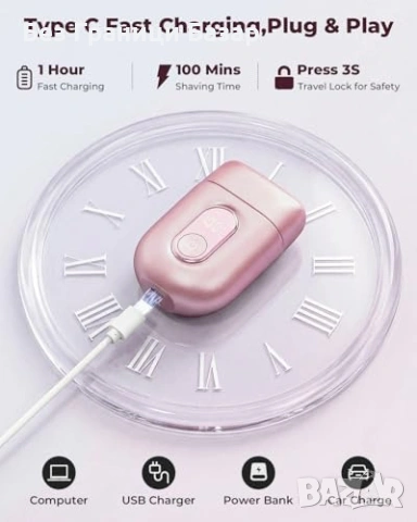 Нова Електрическа дамска самобръсначка за бикини лице крака USB-C бръснене жени, снимка 6 - Други - 54046037
