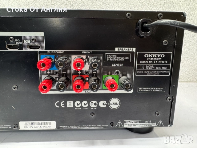Ресийвър - ONKYO TX-NR414, снимка 9 - Ресийвъри, усилватели, смесителни пултове - 46168138