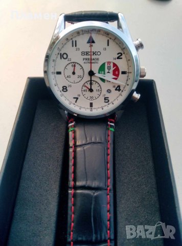 SEIKO Presage ежедневен мъжки кварцов часовник кожена каишка, черно-бял циферблат, снимка 4 - Мъжки - 42898200