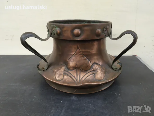 Голям старинен меден/бакърен съд, снимка 2 - Антикварни и старинни предмети - 56315640