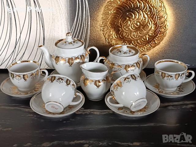 Руски сервиз - Златна дантела, снимка 2 - Антикварни и старинни предмети - 54167025