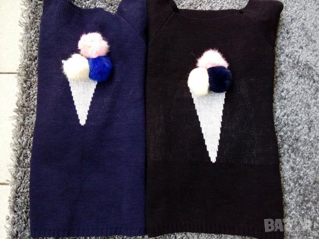 Пуловер сладолед със естествен пух в черен цвят , снимка 3 - Блузи с дълъг ръкав и пуловери - 26604988
