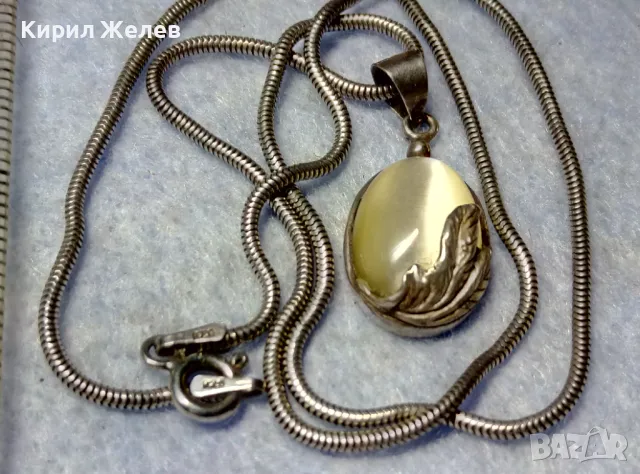 РАЗКОШЕН ФЛОРАЛЕН СКЪПОЦЕНЕН СРЕБЪРЕН МЕДАЛЬОН с ЛУНЕН КАМЪК и СРЕБЪРНА ВЕРИЖКА СРЕБРО 925 49711, снимка 7 - Колиета, медальони, синджири - 50061253