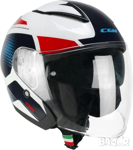 Отворена Каска за Мотор CGM 136G DNA GALAXY – Бяло-Синя, Размер L(59-60см), Open-Face!, снимка 3 - Други - 52124038