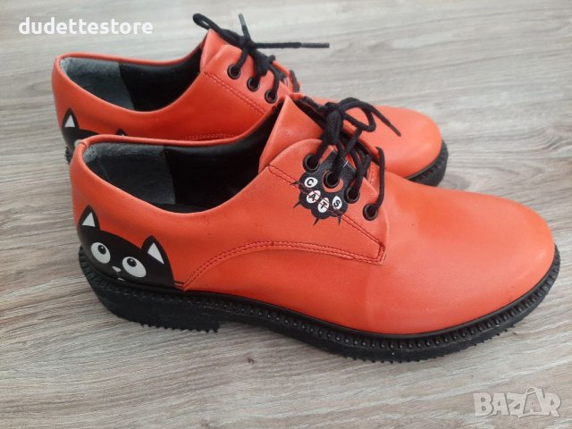 Дамски обувки с котенца оранжеви ежедневни, снимка 1 - Дамски ежедневни обувки - 38416782