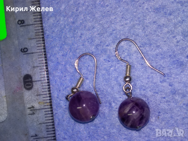 ЧУДЕСНИ СКЪПОЦЕННИ СРЕБЪРНИ ВИНТИДЖ АРТ ОБЕЦИ СРЕБРО 925 с ТОПЧЕТА НАТУРАЛЕН АМЕТИСТ 43326, снимка 13 - Обеци - 44690302
