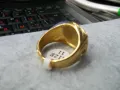 Мъжки пръстен неръждаема стомана златен цвят - конче с подкова, снимка 5
