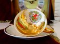 Чаша с чиния баварски порцелан 24 k Gold. , снимка 1 - Чаши - 42310243