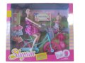 Играчка Барби с колело и малка кукла с тротинетка