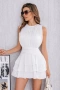 Дамска Ефирна Елегантна Къса Рокля С Плисета И Волани Без Ръкави - Бяла, Екрю, Черна Код Roni21, снимка 3
