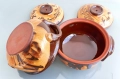 Гювечета българска керамика с похлупак и дръжки, снимка 5