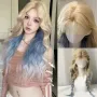 Ефектна перука два цвята русо и синьо на вълни, снимка 4