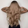 Дълга вълнообразна тъмно руса омбре перука с тъмни корени на път, снимка 3