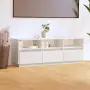 vidaXL ТВ шкаф, бял, 140x37x50 см, бор масив, снимка 2