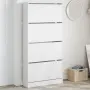 vidaXL Шкаф за обувки с 4 флип чекмеджета бял 80x21x163,5 см, снимка 2