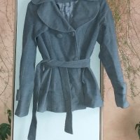 Дамско палто / сиво с коланче + Дънкено / дънково яке, снимка 1 - Палта, манта - 39781110