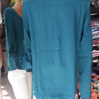 НАМАЛЕНИЕ Супер тъничка риза/блуза в синьозелен цвят - без закопчаване - размер Л/ХЛ, снимка 3 - Ризи - 29994769