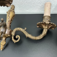 Чифт френски бронзови стенни лампи РОКОКО. №5119 , снимка 5 - Антикварни и старинни предмети - 44510392