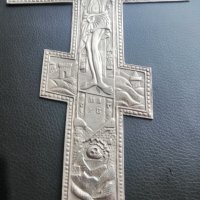  Голям стар сребърен обковен кръст , снимка 3 - Антикварни и старинни предмети - 40848838